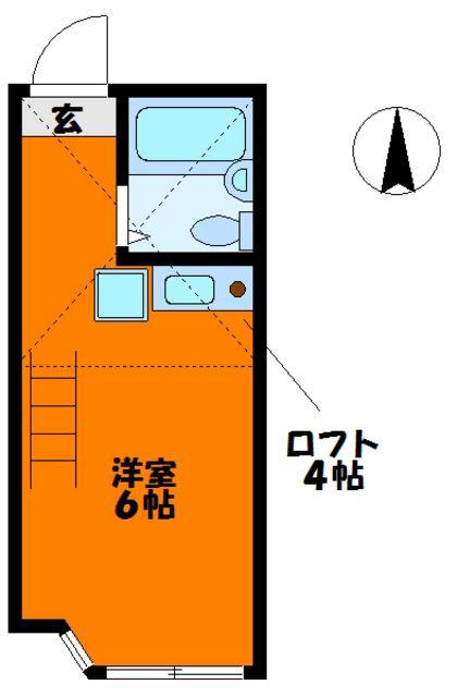 ユナイト平間エルミタージュの杜(ワンルーム/2階)の間取り写真