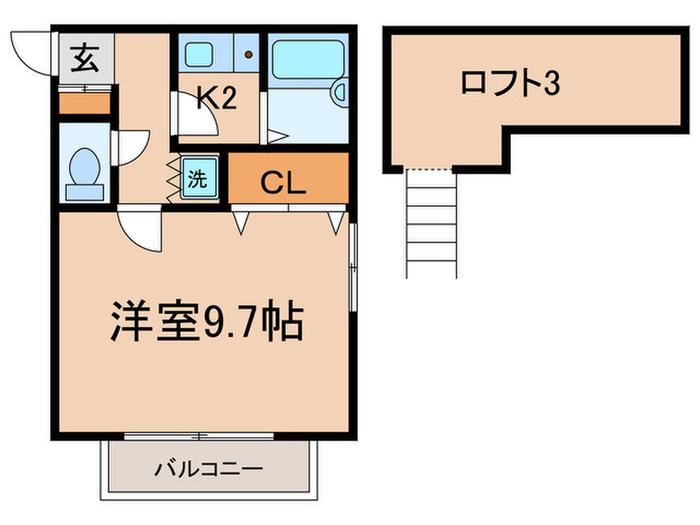 府中アートキンズコート(1K/2階)の間取り写真