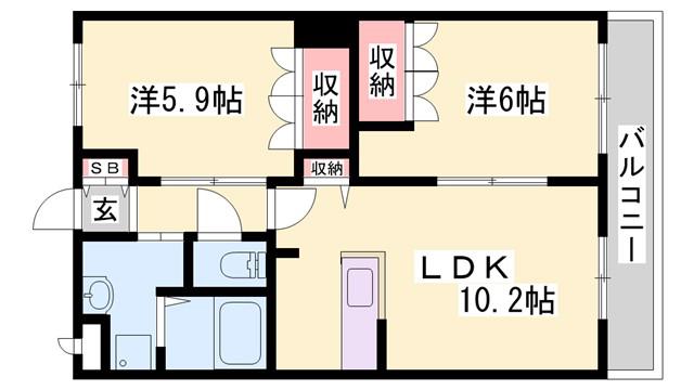FUJI BELLE MAISON(2LDK/1階)の間取り写真