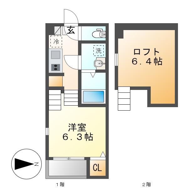 ハーモニーテラス柳堀町(ワンルーム/1階)の間取り写真