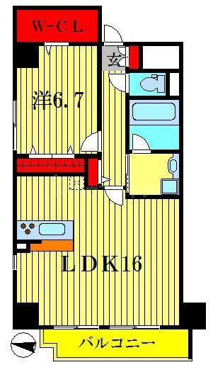 ケイ・ヴィラージュ(1LDK/6階)の間取り写真