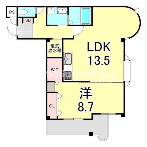 チェリービュウ芦屋川(1LDK/2階)の間取り写真