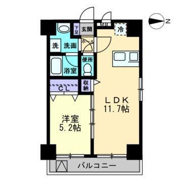 ARCSTAGE表町(1LDK/6階)の間取り写真