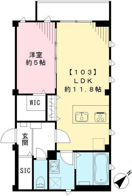 ラシーネ北新宿(1LDK/1階)の間取り写真