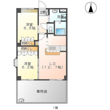 TWIN HILL(2LDK/1階)の間取り写真