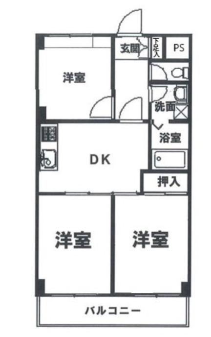 ブルームライフ市川(3DK/3階)の間取り写真