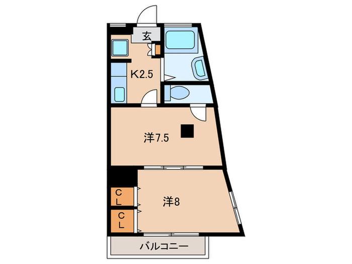 マンション美和(2K/3階)の間取り写真