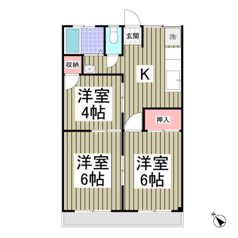 井上ハイツ 相模原(3K/2階)の間取り写真