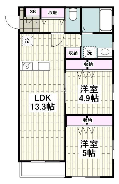 パインズヒル(2LDK/2階)の間取り写真