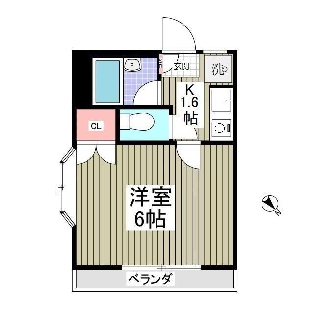 グレイス玉川学園II(1K/2階)の間取り写真