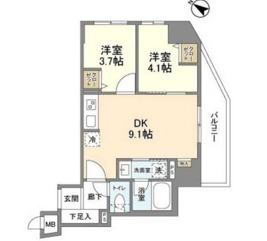 リビオメゾン日本橋久松町(2DK/10階)の間取り写真