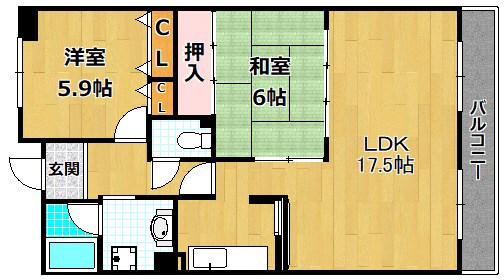 ノースコート(2LDK/2階)の間取り写真