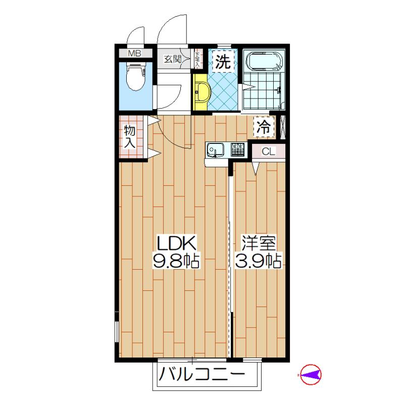メゾン・アイ(1LDK/2階)の間取り写真