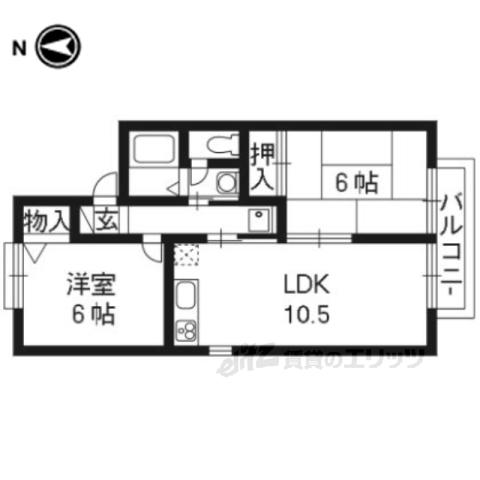 セジュマリール桂A棟(2LDK/2階)の間取り写真