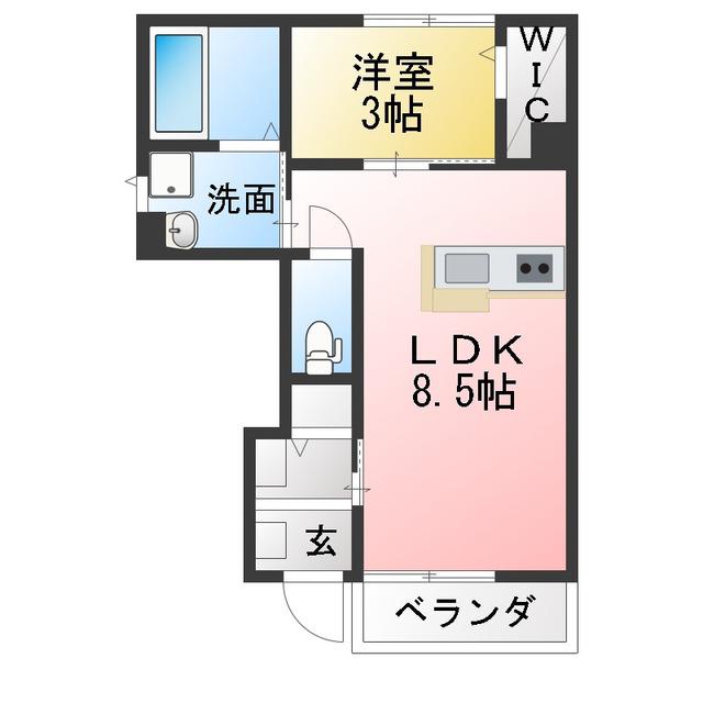 BELLE JIANG II(1LDK/1階)の間取り写真