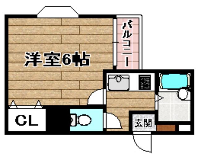プリンセス八丁畷A(1K/1階)の間取り写真