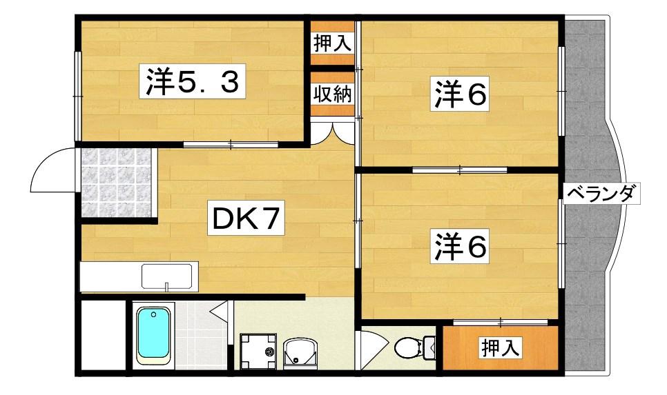 レジデンス松栄I(3DK/7階)の間取り写真