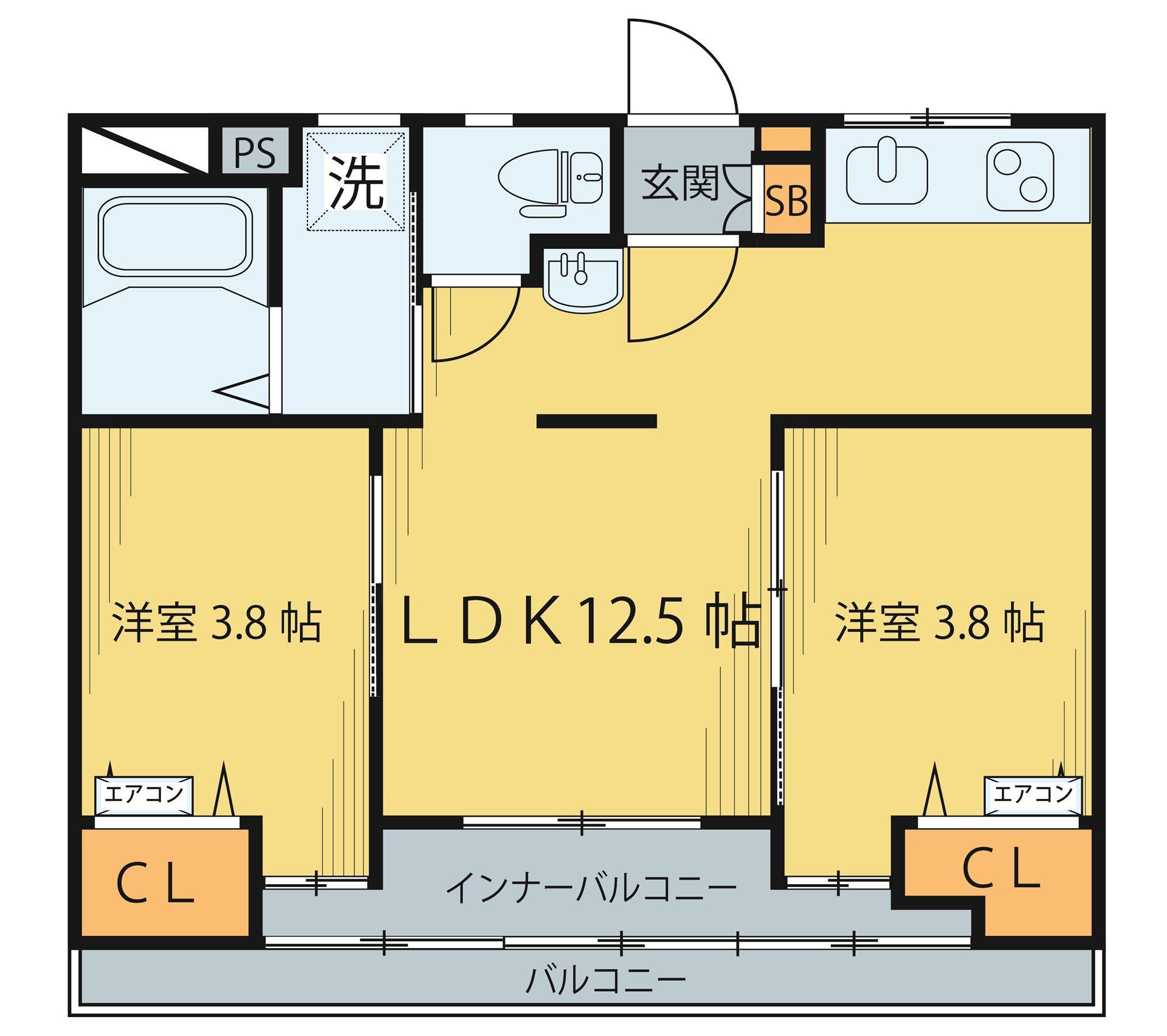 ファミール小田原(2LDK/2階)の間取り写真