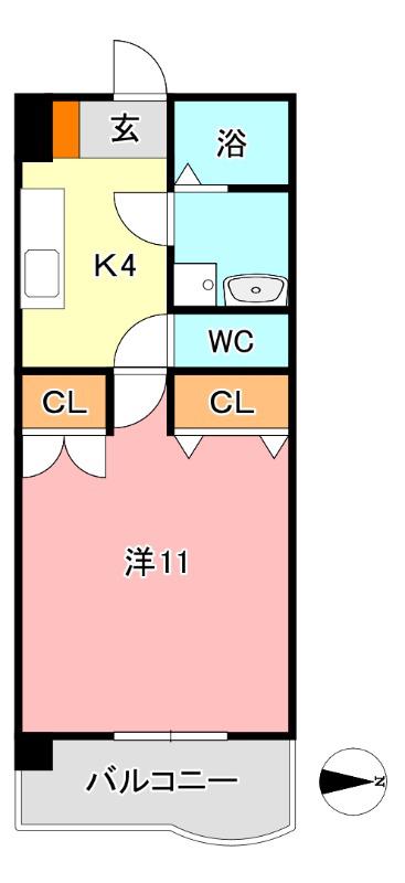 アークハイツ鹿田(1K/3階)の間取り写真