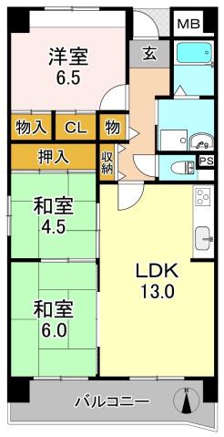 グランオークK(3LDK/6階)の間取り写真