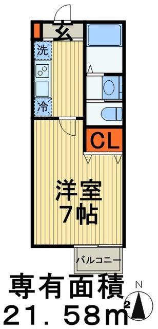 インフィナ四街道(1K/1階)の間取り写真