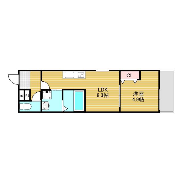 フジパレス上新庄駅北1番館(1LDK/1階)の間取り写真