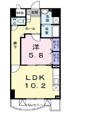 プラシードY´S(1LDK/7階)の間取り写真