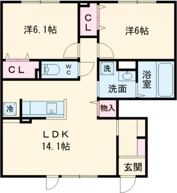 D-ROOM東札幌(2LDK/1階)の間取り写真
