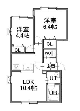 イルソーレII(2LDK/3階)の間取り写真