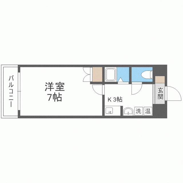 西鉄太宰府線 西鉄五条駅 徒歩13分 9階建 築34年(1K/6階)の間取り写真