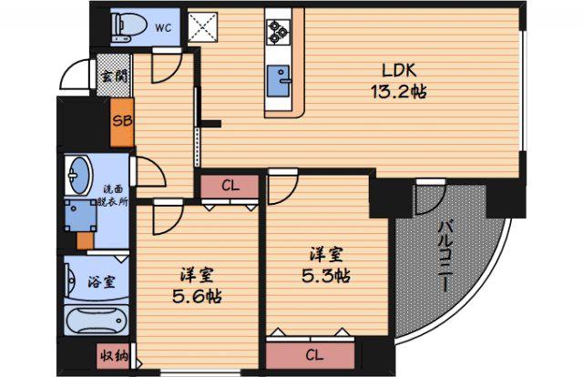 ラ・ポルト福島(2LDK/10階)の間取り写真