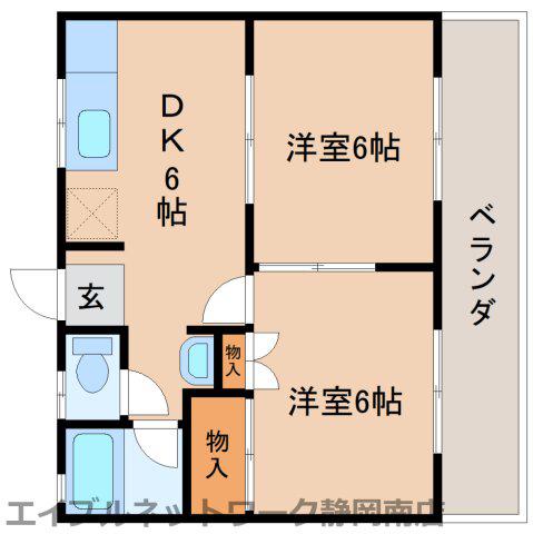 クローバーハイツ(2DK/1階)の間取り写真