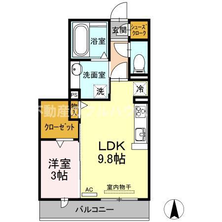 NOIR BLANC(1LDK/2階)の間取り写真