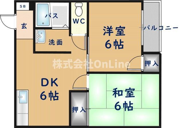 Bビレッジ(2DK/4階)の間取り写真