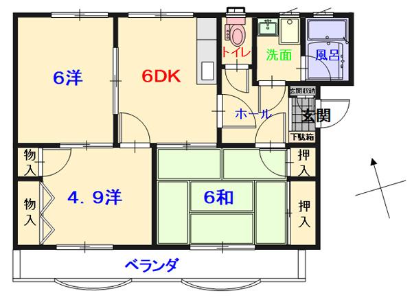コーポ777(3DK/1階)の間取り写真