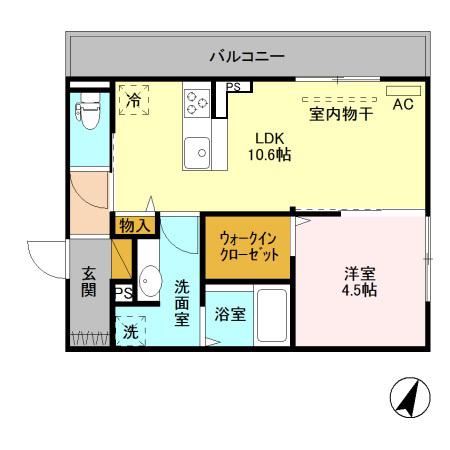 フォルテア B(1LDK/2階)の間取り写真
