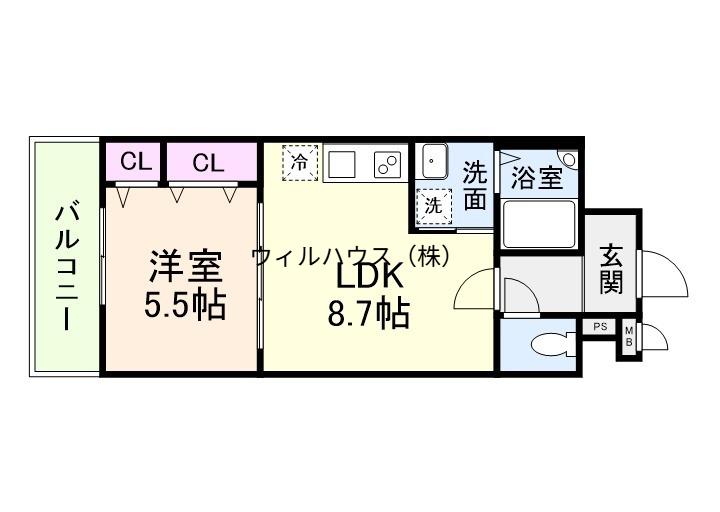 リアン富木(1LDK/2階)の間取り写真