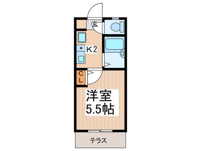 フラットU(1K/1階)の間取り写真