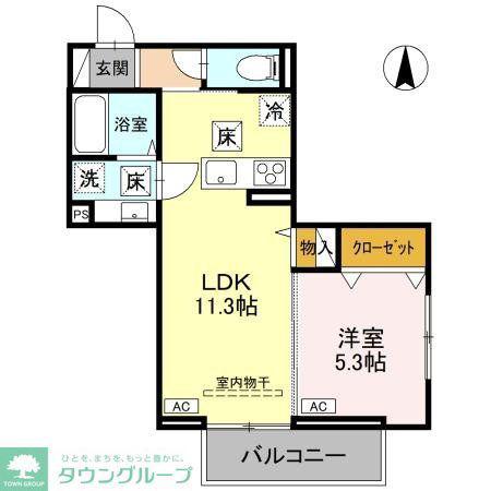 ノーブルラフィネ土呂町(1LDK/3階)の間取り写真