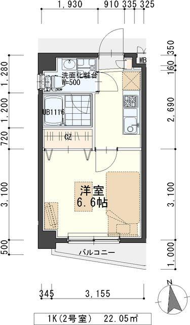 メゾンHEISEI(1K/2階)の間取り写真