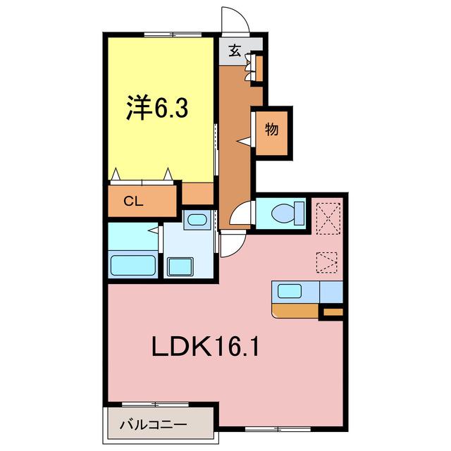 ジェルメⅠ(1LDK/1階)の間取り写真