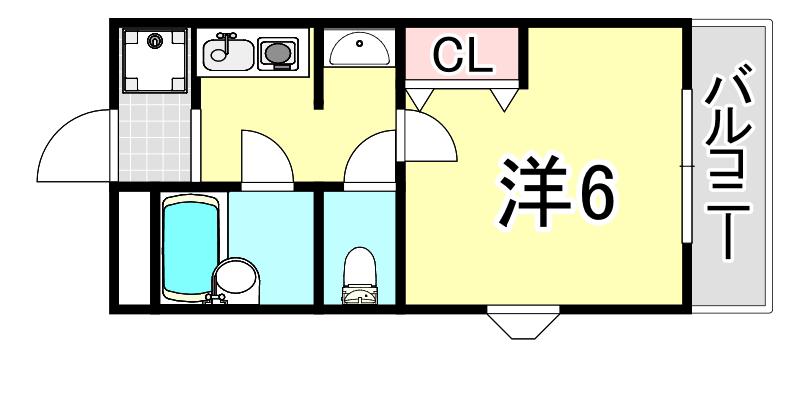 ステラハウス14(1K/2階)の間取り写真