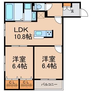 RESIDENCE H(2LDK/2階)の間取り写真