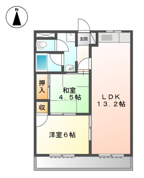 グランドールF(2LDK/1階)の間取り写真