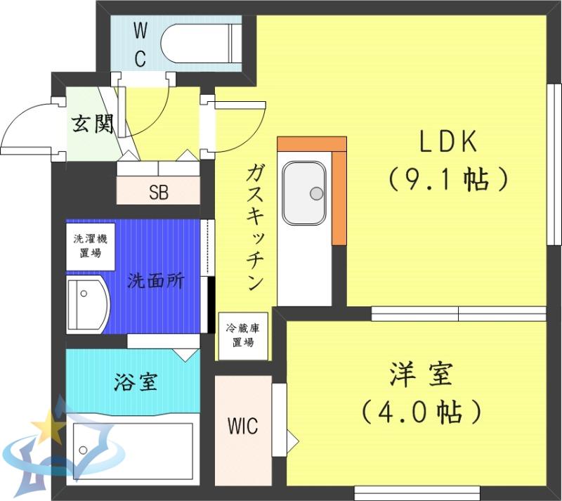 LEAF(1LDK/3階)の間取り写真