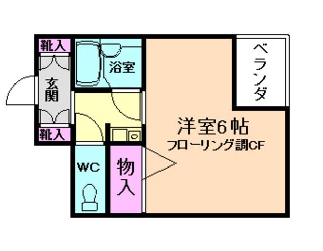 プレステージ天神(1K/2階)の間取り写真