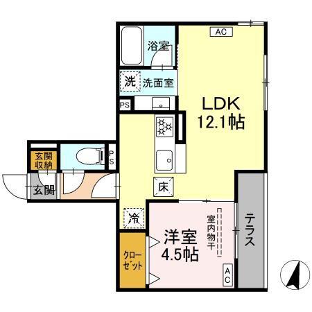 ブルマーレ湘南台(1LDK/1階)の間取り写真