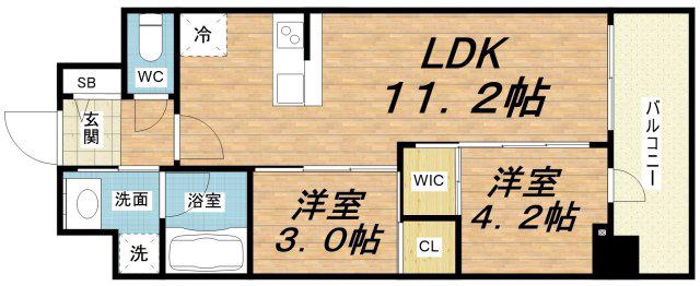 セレニテフラン梅田(2LDK/12階)の間取り写真