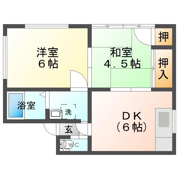 エスペランサ(2DK/1階)の間取り写真