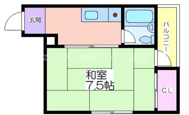 ヴィラおりおの(1K/2階)の間取り写真